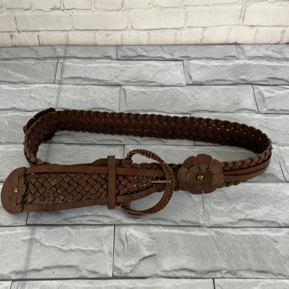 Belt medium braided brown bohemian